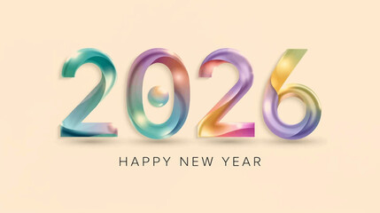 Aurora Ribbon 2026 Happy New Year Vector Design. A modern Happy New Year 2026 vector design ideal for greeting cards, posters, and celebration graphics.