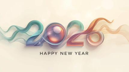 Serene Reflective 2026 Happy New Year Vector with Vibrant Gradient colors