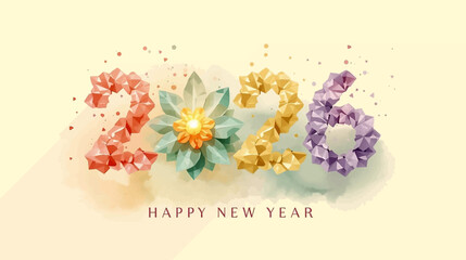 Petal Polygon 2026 Happy New Year Vector in Soft Pastel Colors