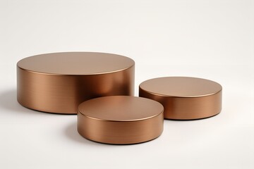Bronze Cylinder Trio Podium &mdash; Elegant Product Stage for Beauty and Luxury Branding