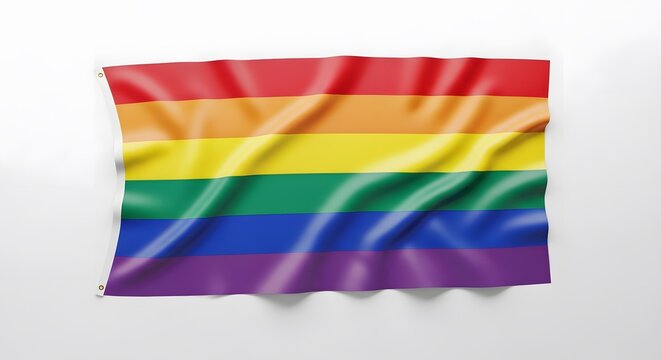 A rainbow flag fluttering gently, representing equality and pride. The flag's colors are vibrant and symbolic.