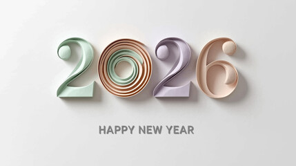 Origami Paper 2026 Happy New Year Vector in Pastel Mint Green. A modern and elegant Happy New Year vector design ideal for greeting cards, posters, and festive branding.