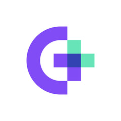 Letter G plus medical overlapping logo design