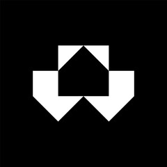 W house arrow negative space logo design