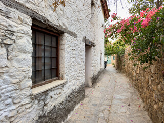 Flower-Adorned Stone Houses of Old datca , Aegean Street Beauty