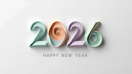 Happy New Year 2026 Modern Ribbon & Origami Vector Series