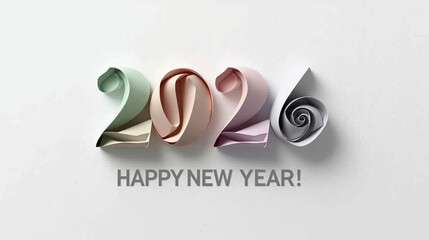 Happy New Year 2026 Modern Ribbon & Origami Vector Series