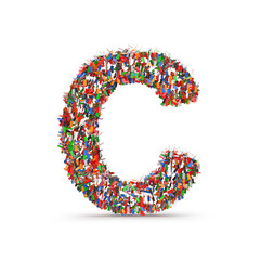 Vibrant Letter C Composed of Multicolored Figures