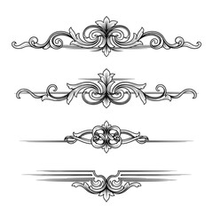 Fototapeta premium Engraved Divider Lines, Vintage Page Separators
