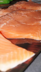 fresh salmon on a wooden board