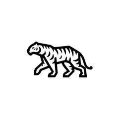 Fototapeta premium Walking tiger silhouette, minimalistic style, bold line art