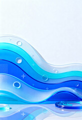 Modern Blue Abstract Background with Wave Shapes and Geometric Elements