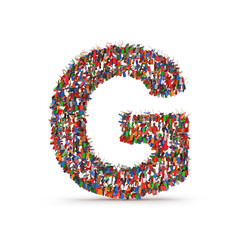 Letter G Formed by a Diverse Crowd of Small Figures
