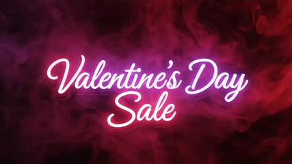 Valentine's Day Sale Neon Sign with Smoke Background for Promotions