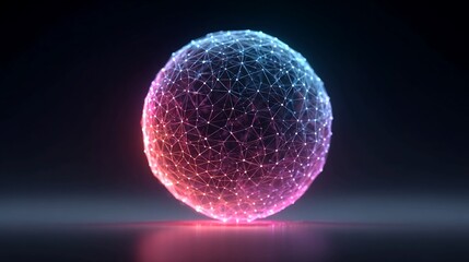 Stunning connected network sphere with vibrant blue and pink hues, ideal for technology, science, and innovative business concepts and futuristic designs