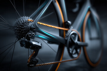 Fototapeta premium A modern bicycle focusing on the gear.