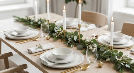 table à manger décorée de feuilles vertes