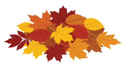 A colorful arrangement of autumn leaves in shades of red and gold