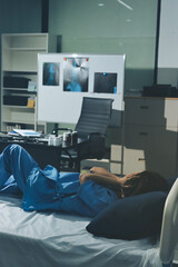 A patient with depression looks outside.