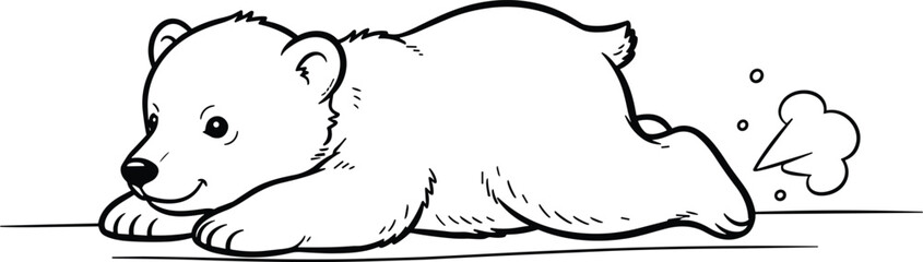 Adorable cartoon polar bear cub playfully rolling on its back with a happy expression © Mother Of Mahofuj