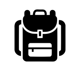 Fototapeta premium Black Backpack Icon Showing Travel Gear and Equipment for Students