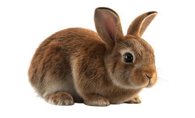 Obraz premium Cute brown rabbit with large ears isolated on a transparent background