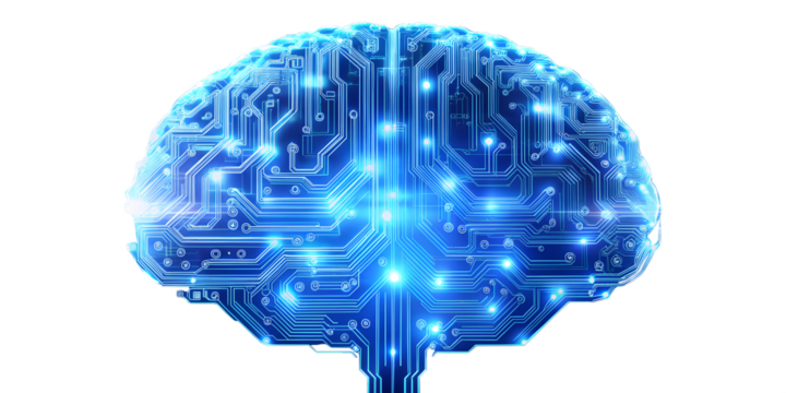 Artificial intelligence brain with circuit board isolated on transparent background technology concept - Powered by Adobe