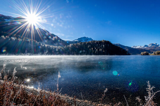 Herbst im Engadin in Graub&uuml;nden in der Schweiz