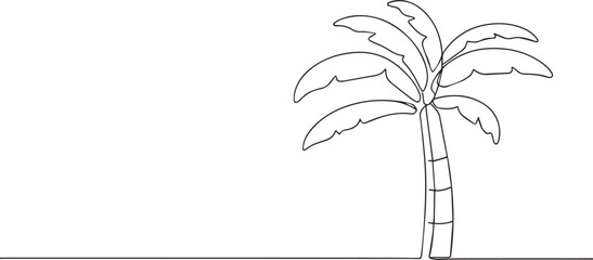 Banana tree one continuous line art, Vector illustration, One line art, Line art graphic style