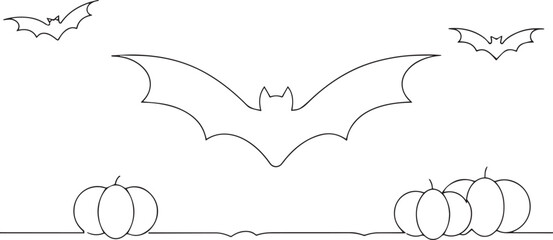 Bat one continuous line art, Vector illustration, One line art, Line art graphic style