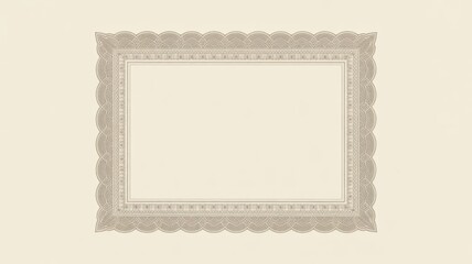 Certificate frame with ornate border and beige background for document or award presentation use