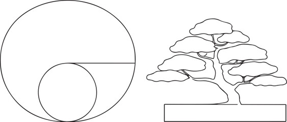 Japanese Bonsai Tree one continuous line art, Vector illustration, One line art, Line art graphic style