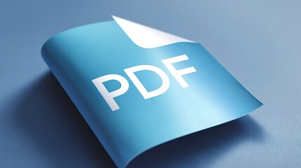 Pdf file icon on a blue surface symbolizing digital documents, electronic storage and modern office workflow for business, web and software interfaces