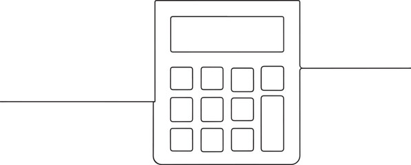 Calculator Busines one continuous line art, Vector illustration, One line art, Line art graphic style
