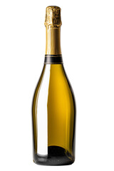 Elegant champagne bottle without a label, isolated on a white background. Ideal for product mockups, branding, packaging design, or festive beverage advertising.