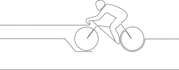 cyclist racing sports one continuous line art, Vector illustration, One line art, Line art graphic style