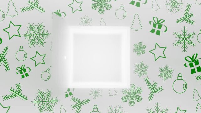 Advent calendar door number 3 on white background with green decoration &ndash; mask for the door included