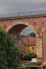 Railway viaduct at Yarm, North Yorkshire with house underneath