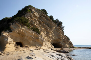 Kefalonia- Greece - August 15, 2025: Mounda beach needs Skala, Kefalonia,  Greece.