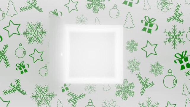 Advent calendar door number 5 on white background with green decoration – mask for the door included