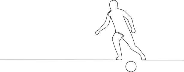 Man playing football one continuous line art, Vector illustration, One line art, Line art graphic style