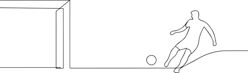 Man playing football one continuous line art, Vector illustration, One line art, Line art graphic style