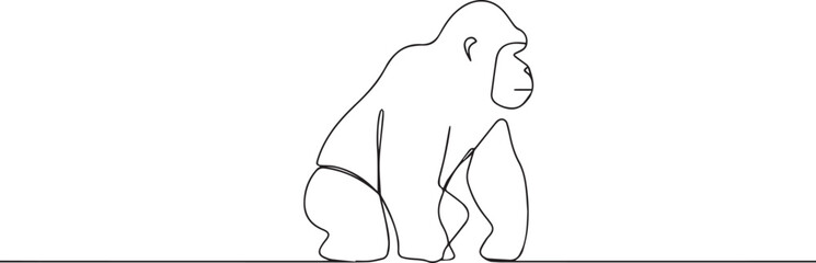 Apes one continuous line art, Vector illustration, One line art, Line art graphic style