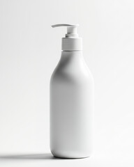 Minimalist white pump dispenser bottle mockup for beauty or hygiene product packaging design.