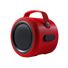 Compact Red Bluetooth Speaker with Handle for Portable Music Enjoyment