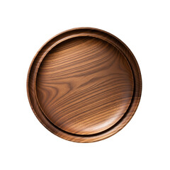 Elegant wooden serving tray with deep brown tones and natural concentric grain details.