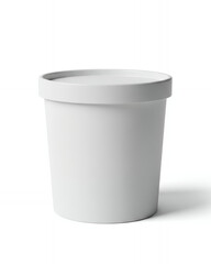 Isolated 3D mockup of a plain white cylindrical food container or ice cream tub with lid.