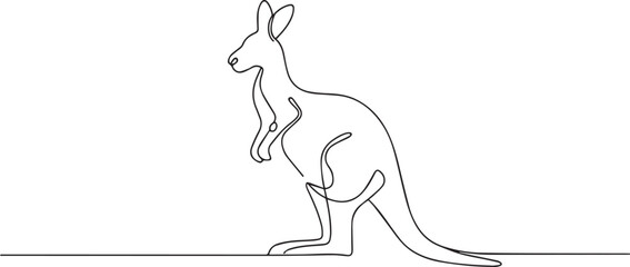 A kangaroo one continuous line art, Vector illustration, One line art, Line art graphic style