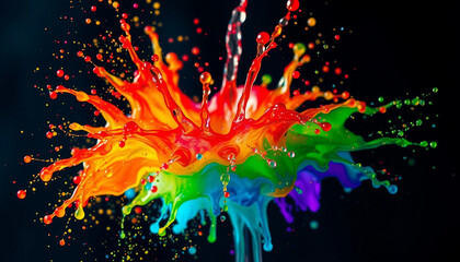 Rainbow splash. Rainbow explosion of liquid