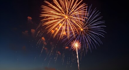 Fondo abstracto de fuegos artificiales y espacio para texto.